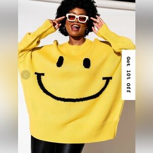 NWT S/M Dressed in LALA Smiley Knit Sweater